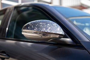 Alfa Romeo Giulia Mirror Covers - Carbon Fiber - Full Replacements - Forged Carbon - Feroce Carbon - w/ Factory Clips